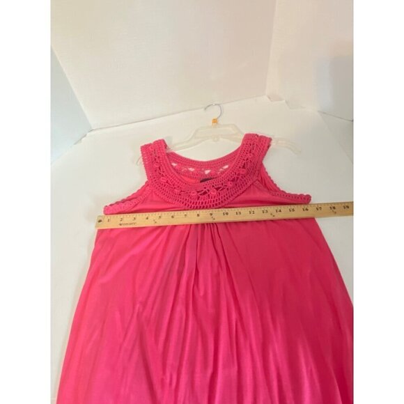 Kaktus Pink Shift Mini Dress Sleeveless Crocheted Neckline Women's Medium NWT - Picture 9 of 10